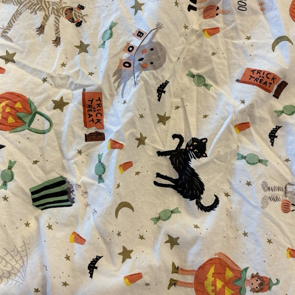 POTTERY BARN KIDS RIFLE PAPER CO. HALLOWEEN CRIB FITTED SHEET ORGANIC COTTON - Picture 4 of 4